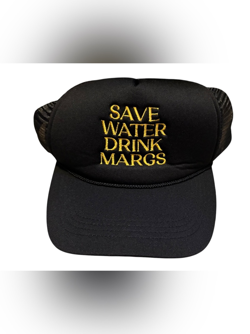 Save Water Drink Margs Trucker Hat Black Gold Snapback New
